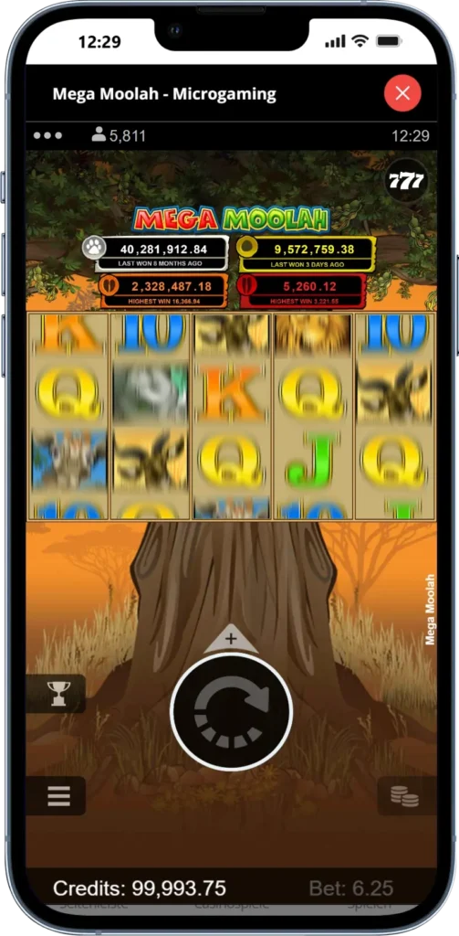 Mega Moolah demo spillstart