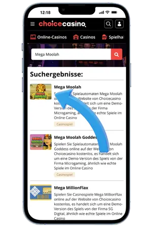 Mega Moolah Slot auswählen
