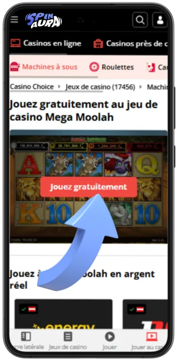 Mega Moolah étape 3 : charger la version gratuite
