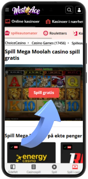 Mega Moolah steg 3: laste gratisversjonen