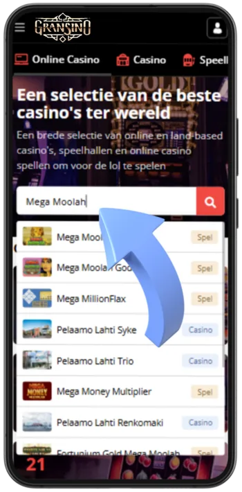 Mega Moolah stap 2: slot zoeken in casino