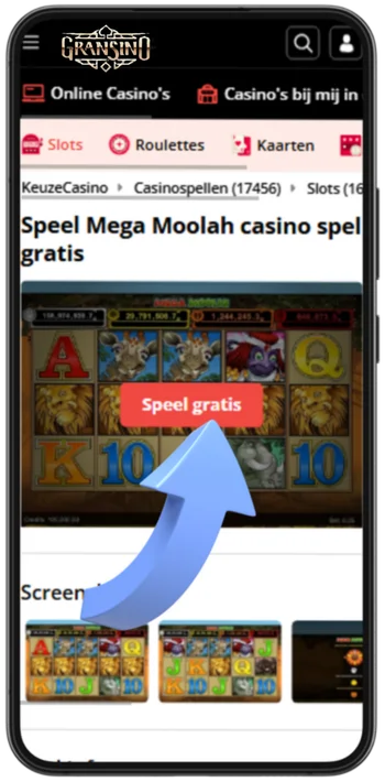 Mega Moolah stap 3: gratis versie laden